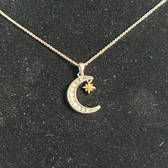 $250 Diamond Crescent Moon & Star 20" Pendant Necklace - Picture 3 of 5
